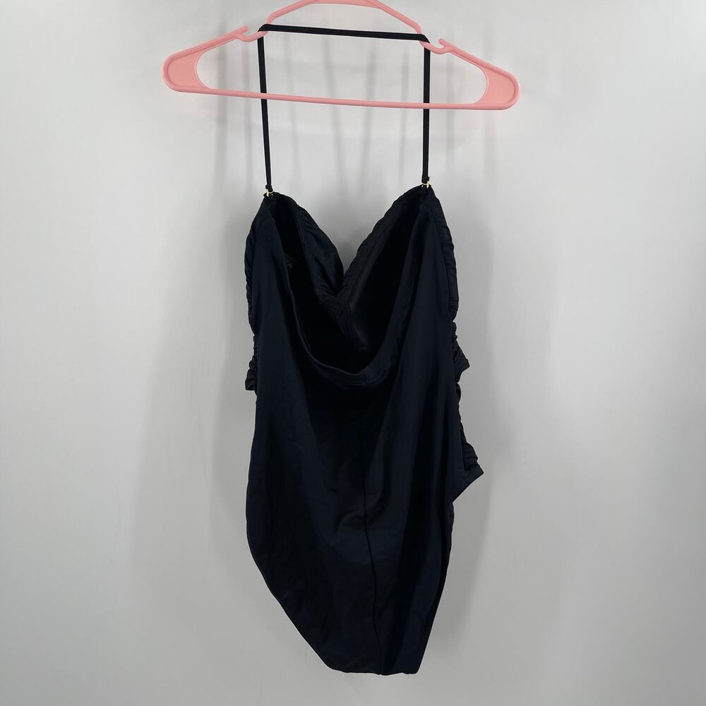 LA BLANCA Swimsuit SZ 14 One Piece Black NEW Twist Bandeau Halter/Strapless - Picture 6 of 16